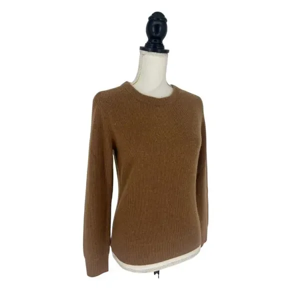 Ravella Ribbed Brown Camilla Luxe Cashmere Sweater